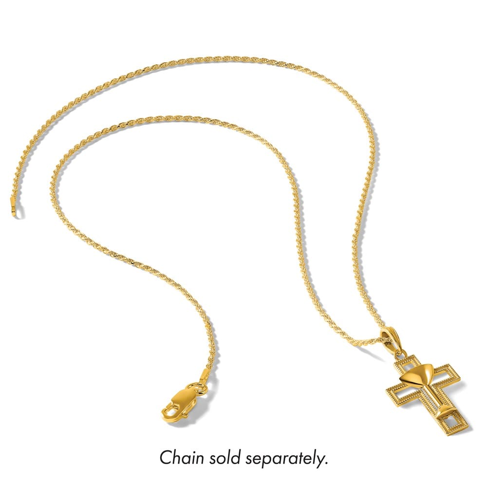10K Yellow Gold Polished Cross with Communion Cup Charm