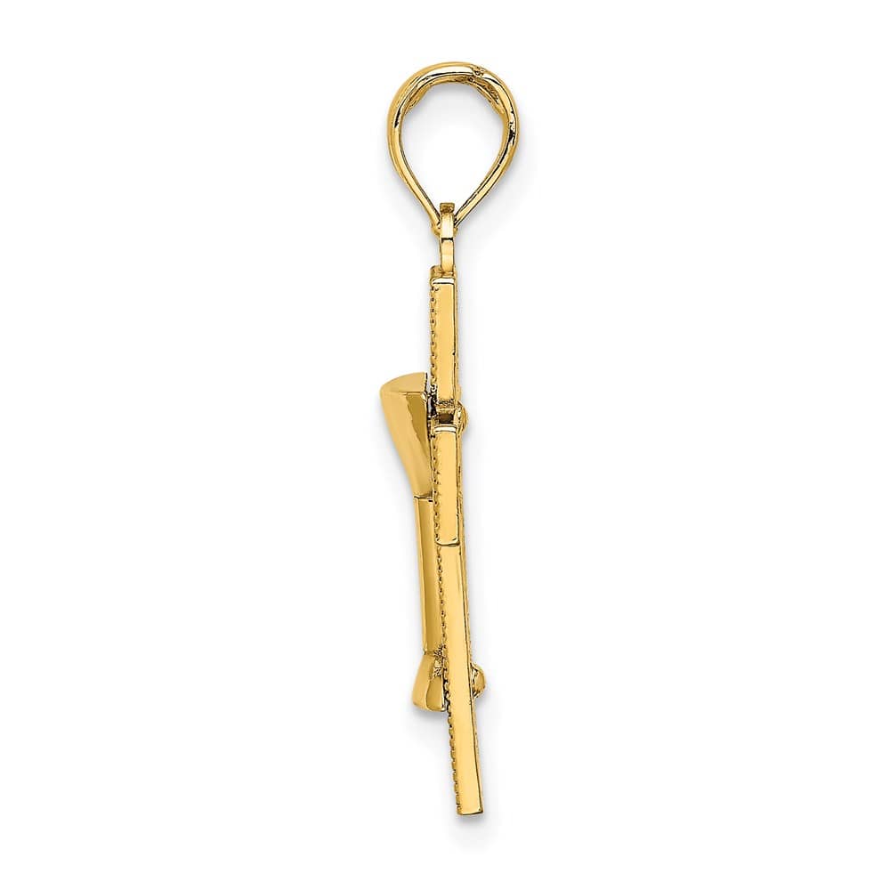 10K Yellow Gold Polished Cross with Communion Cup Charm