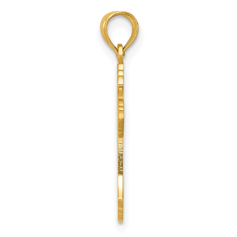 10K Yellow Gold Polished Cross with Lace Center and Arrow Tips Pendant