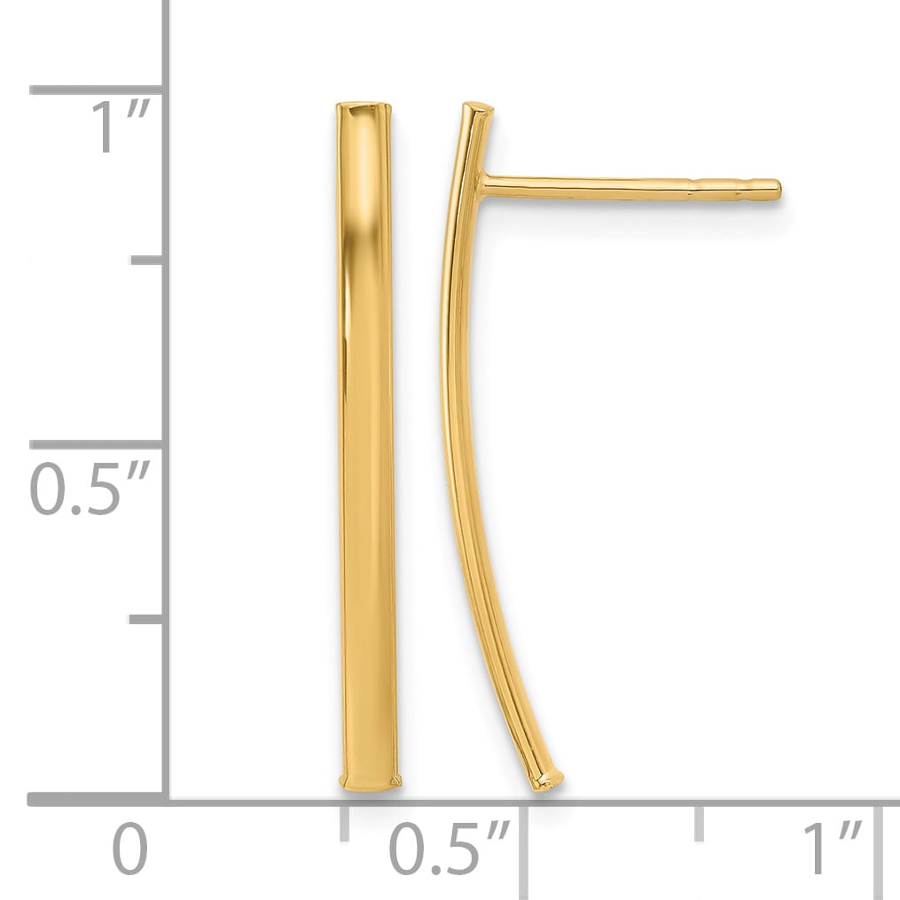 10k Yellow Gold Polished Curved Bar Post Earrings