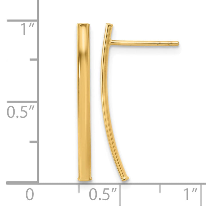10k Yellow Gold Polished Curved Bar Post Earrings