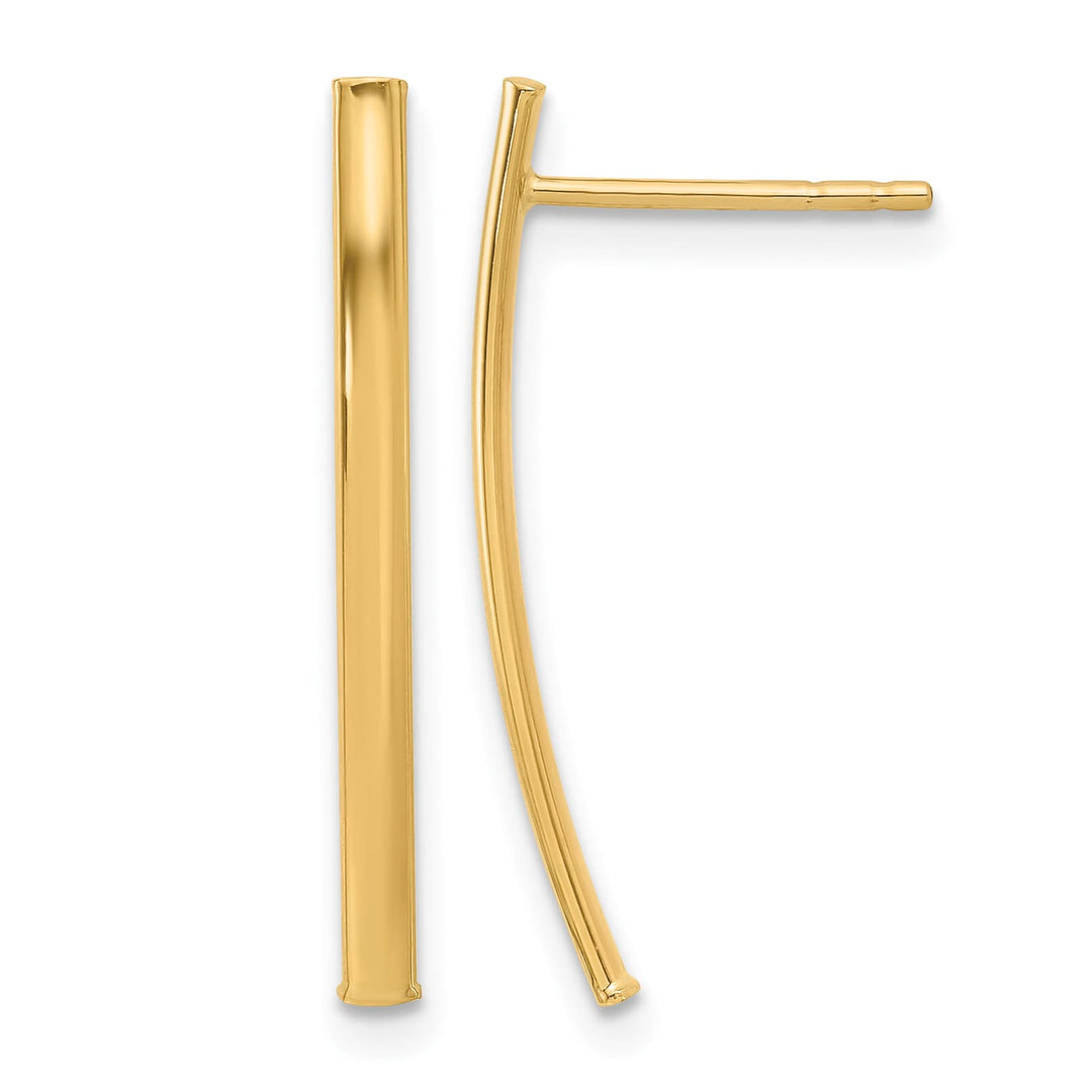 10k Yellow Gold Polished Curved Bar Post Earrings