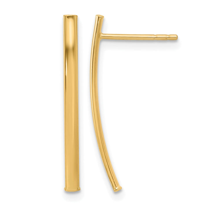 10k Yellow Gold Polished Curved Bar Post Earrings