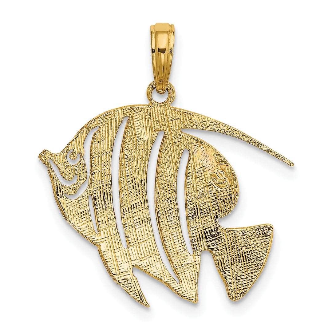 10K Yellow Gold Polished Cut-Out Banner Fish Charm