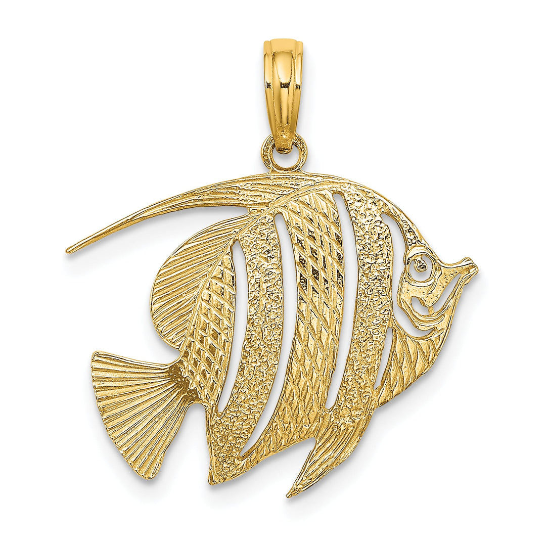 10K Yellow Gold Polished Cut-Out Banner Fish Charm