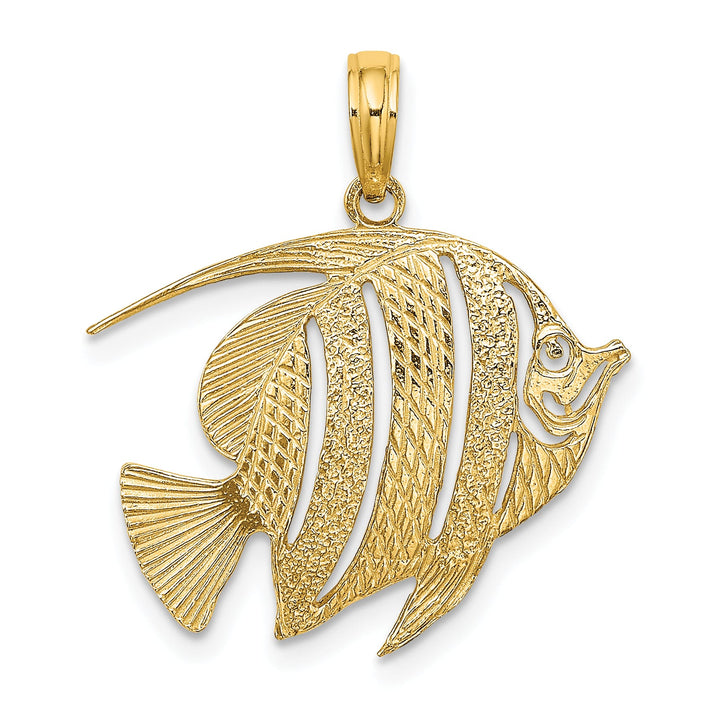 10K Yellow Gold Polished Cut-Out Banner Fish Charm