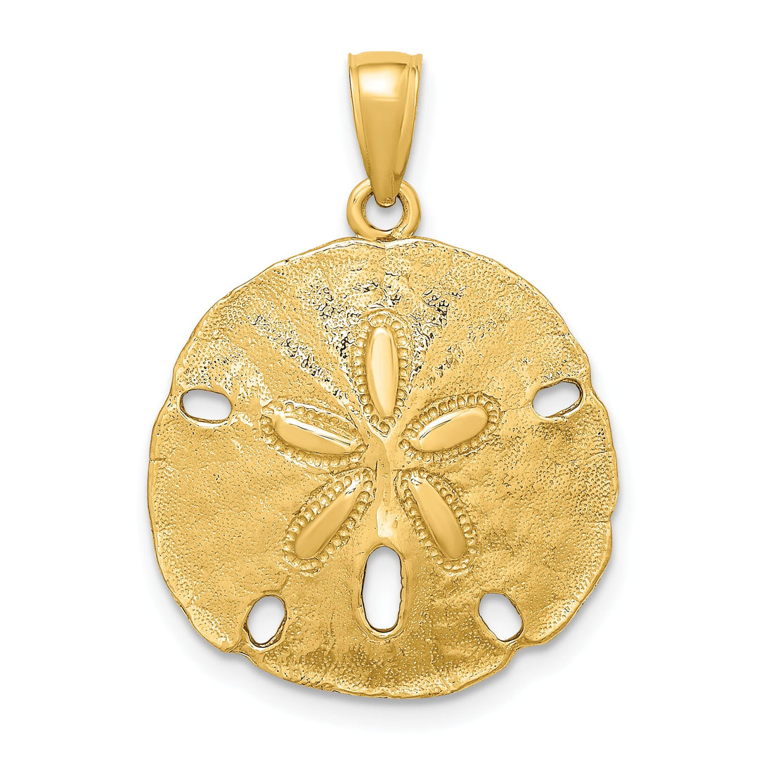 10K Yellow Gold Polished Cut-out Large Sand Dollar Charm