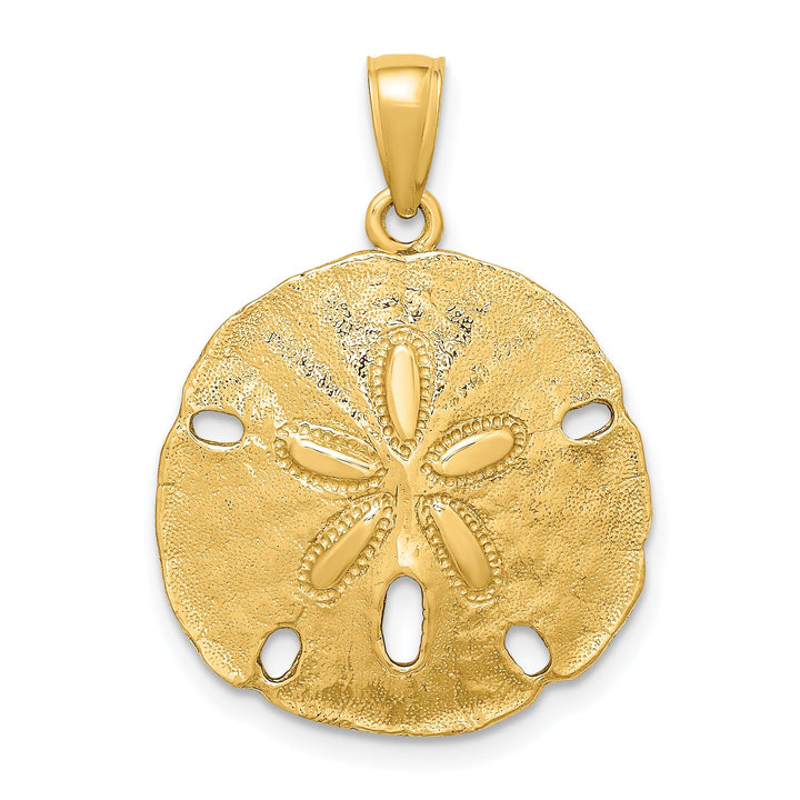 10K Yellow Gold Polished Cut-out Large Sand Dollar Charm