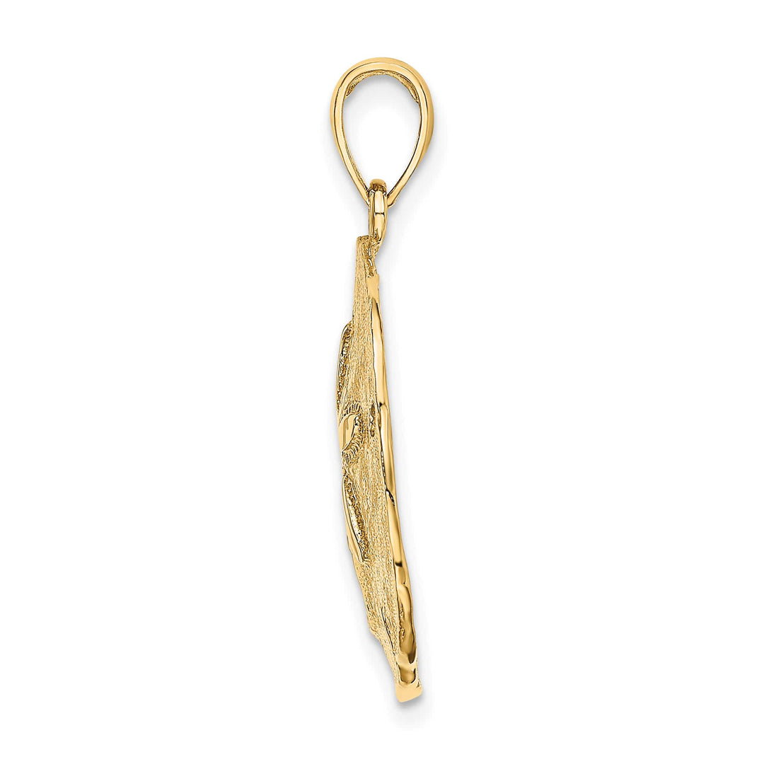 10K Yellow Gold Polished Cut-out Large Sand Dollar Charm