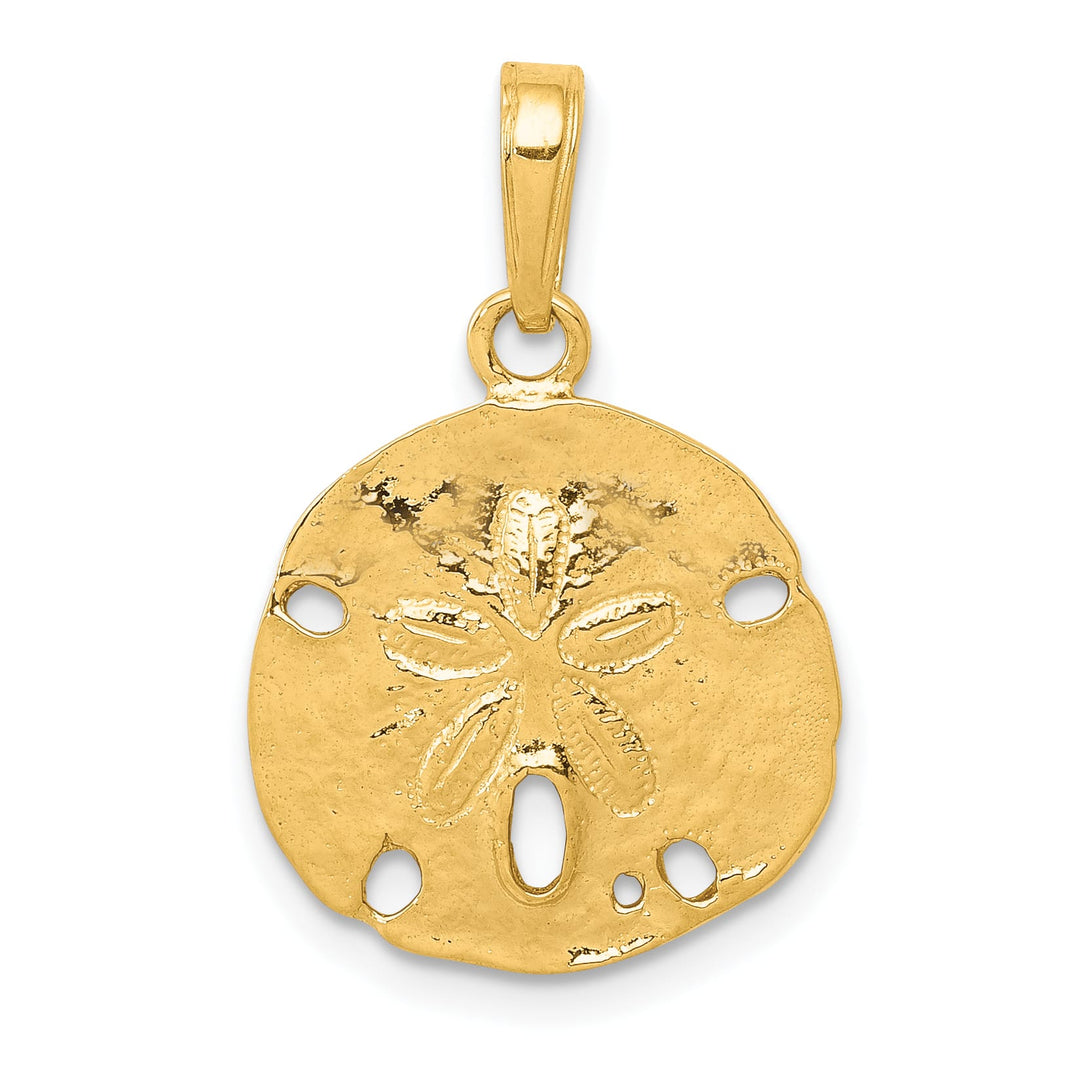 10K Yellow Gold Polished Cut-out Sand Dollar Pendant