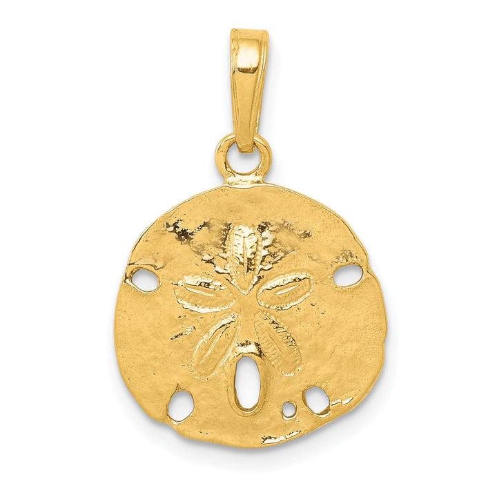 10K Yellow Gold Polished Cut-out Sand Dollar Pendant