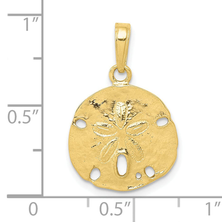 10K Yellow Gold Polished Cut-out Sand Dollar Pendant