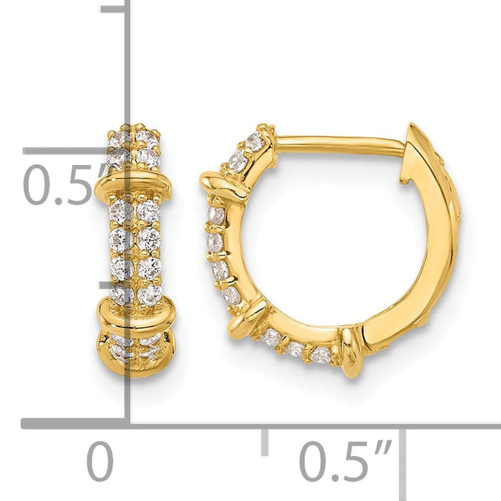 10k Yellow Gold Polished CZ Round Hinged Hoop Earrings