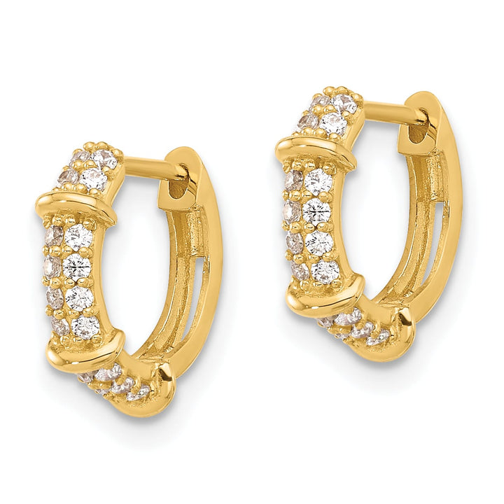 10k Yellow Gold Polished CZ Round Hinged Hoop Earrings
