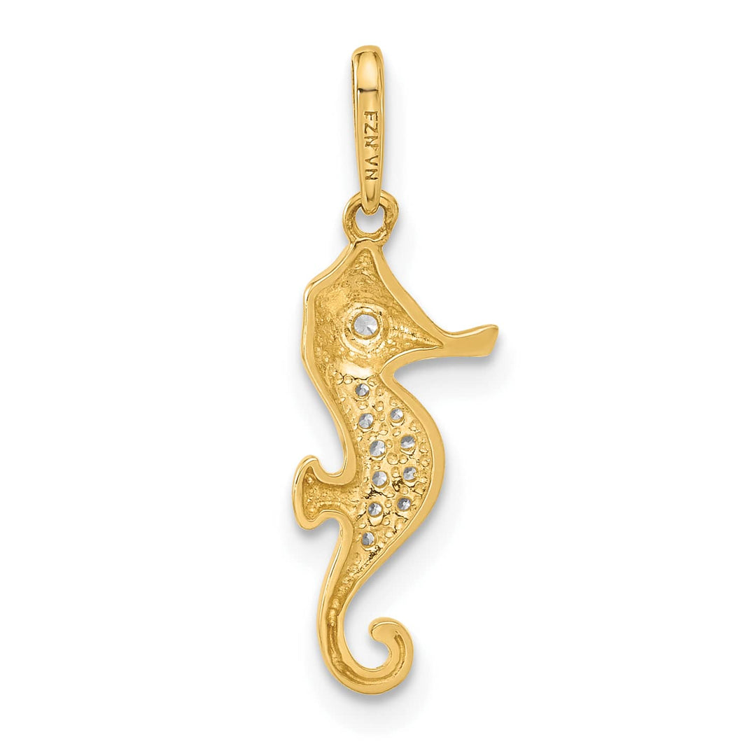 10K Yellow Gold Polished CZ Seahorse Charm