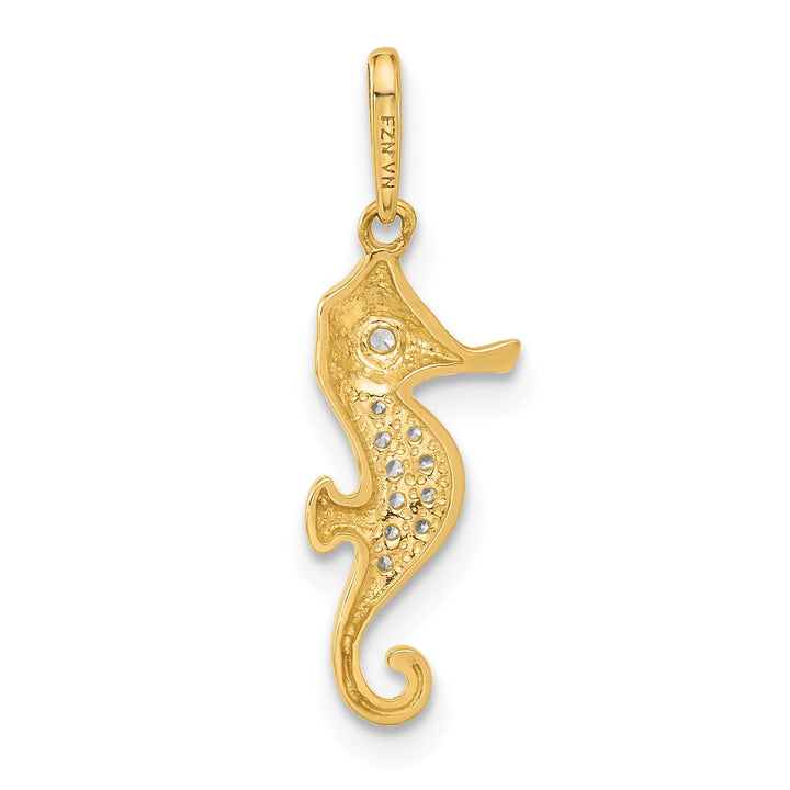 10K Yellow Gold Polished CZ Seahorse Charm