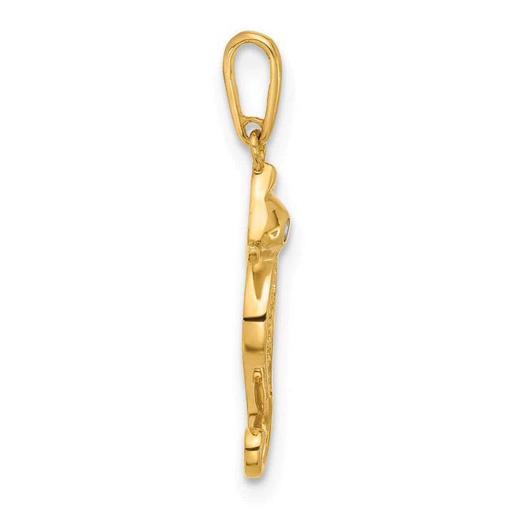 10K Yellow Gold Polished CZ Seahorse Charm