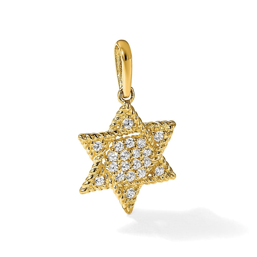 10K Yellow Gold Polished CZ Star of David Pendant