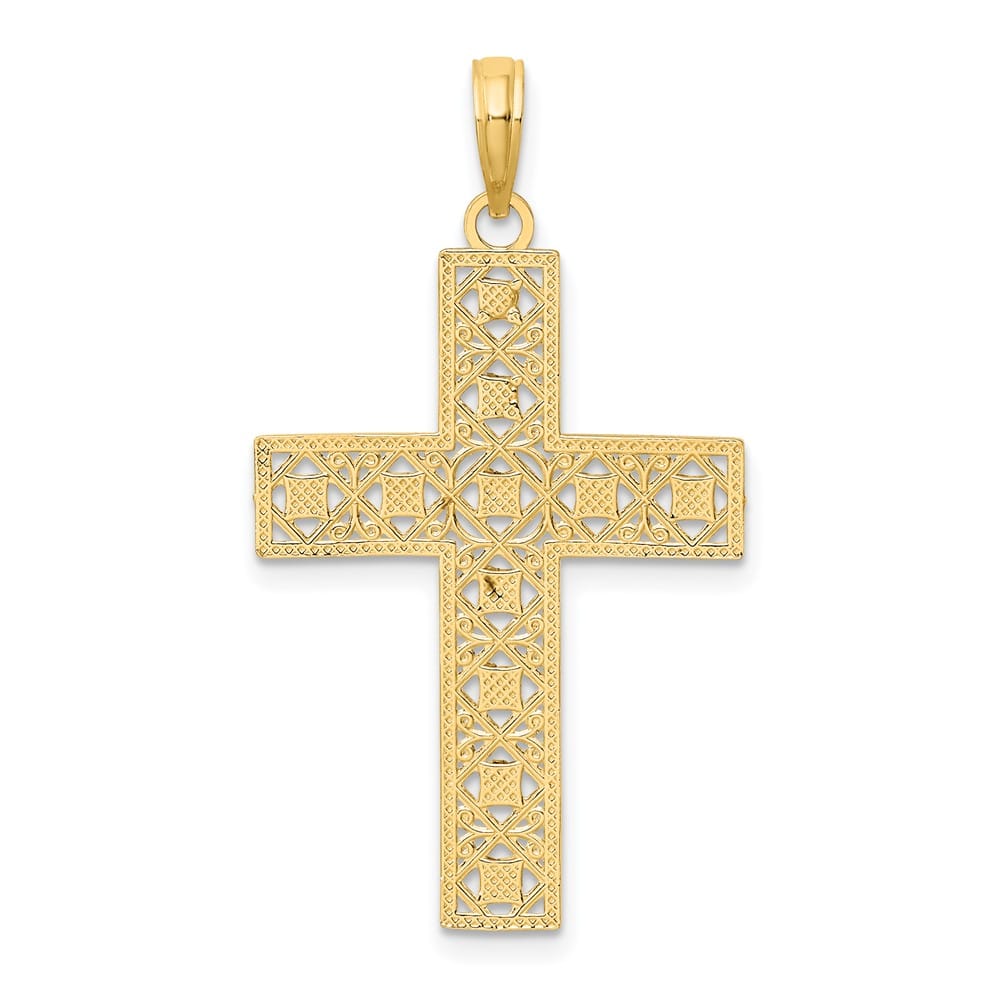 10K Yellow Gold Polished D.C. and Cut-Out Large Latin Cross Charm