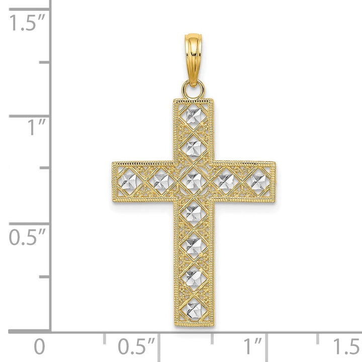 10K Yellow Gold Polished D.C. and Cut-Out Large Latin Cross Charm