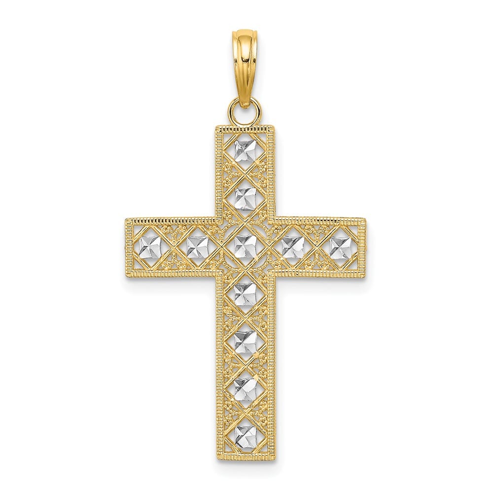 10K Yellow Gold Polished D.C. and Cut-Out Large Latin Cross Charm
