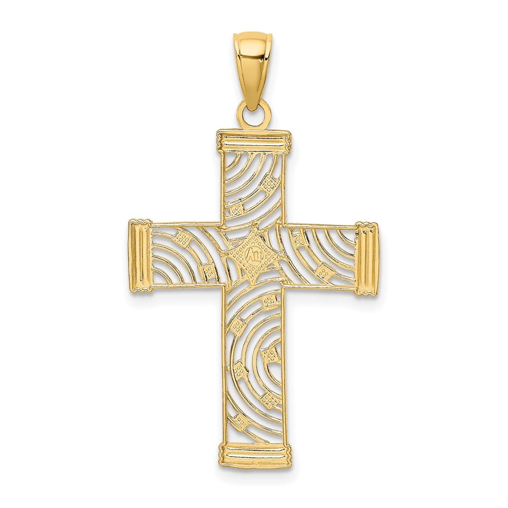 10K Yellow Gold Polished D.C. and Cut-Out Large Latin Cross Charm