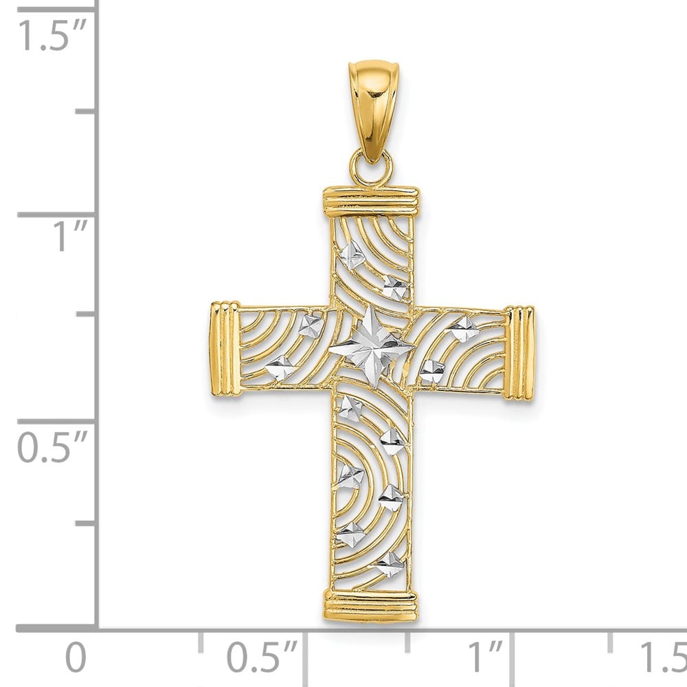 10K Yellow Gold Polished D.C. and Cut-Out Large Latin Cross Charm