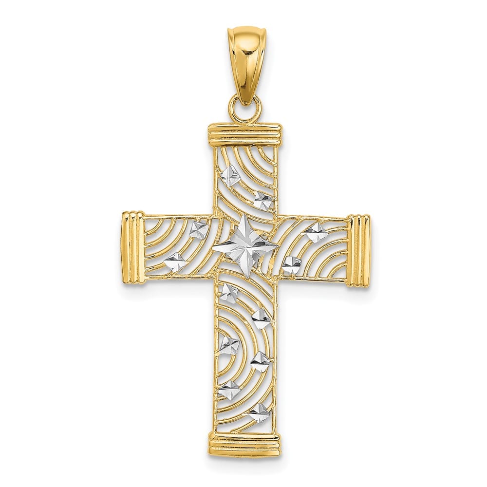 10K Yellow Gold Polished D.C. and Cut-Out Large Latin Cross Charm