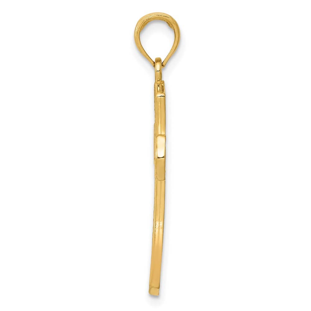 10K Yellow Gold Polished D.C. Large Beveled Edges Budded Cross Pendant