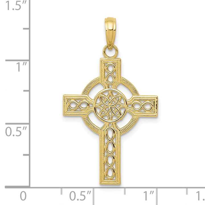 10K Yellow Gold Polished D.C. Large Celtic Claddagh Cross Pendant