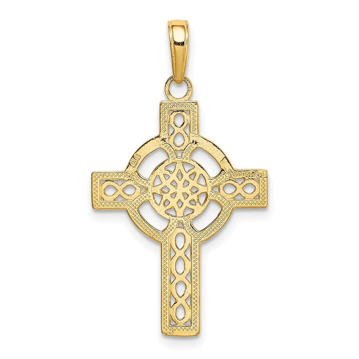 10K Yellow Gold Polished D.C. Large Celtic Claddagh Cross Pendant