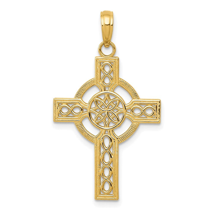 10K Yellow Gold Polished D.C. Large Celtic Claddagh Cross Pendant