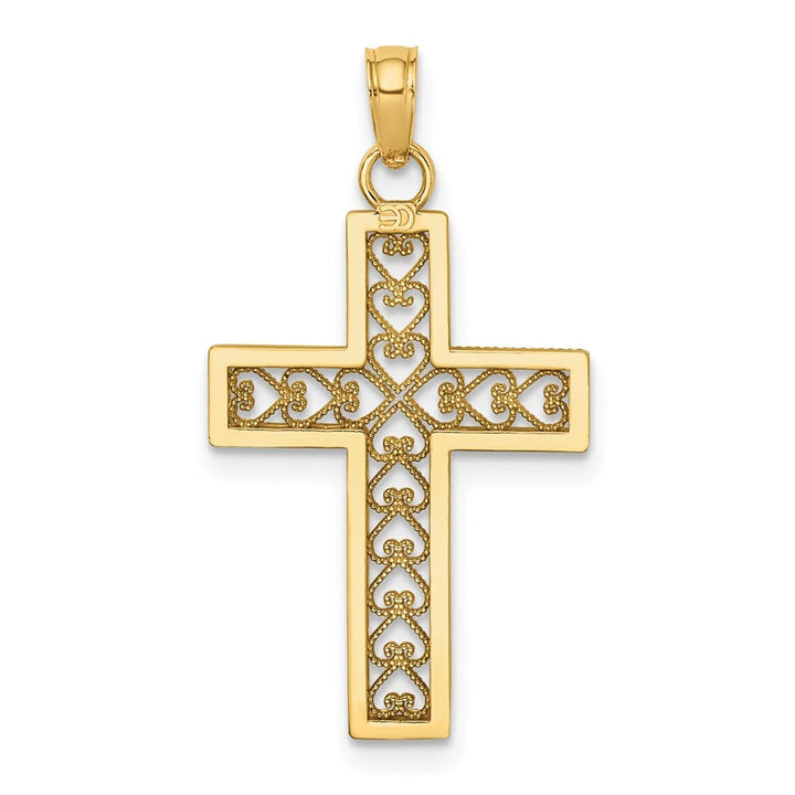 10K Yellow Gold Polished D.C. Large Filigree Cross Pendant