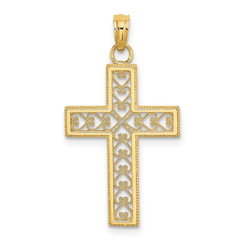 10K Yellow Gold Polished D.C. Large Filigree Cross Pendant