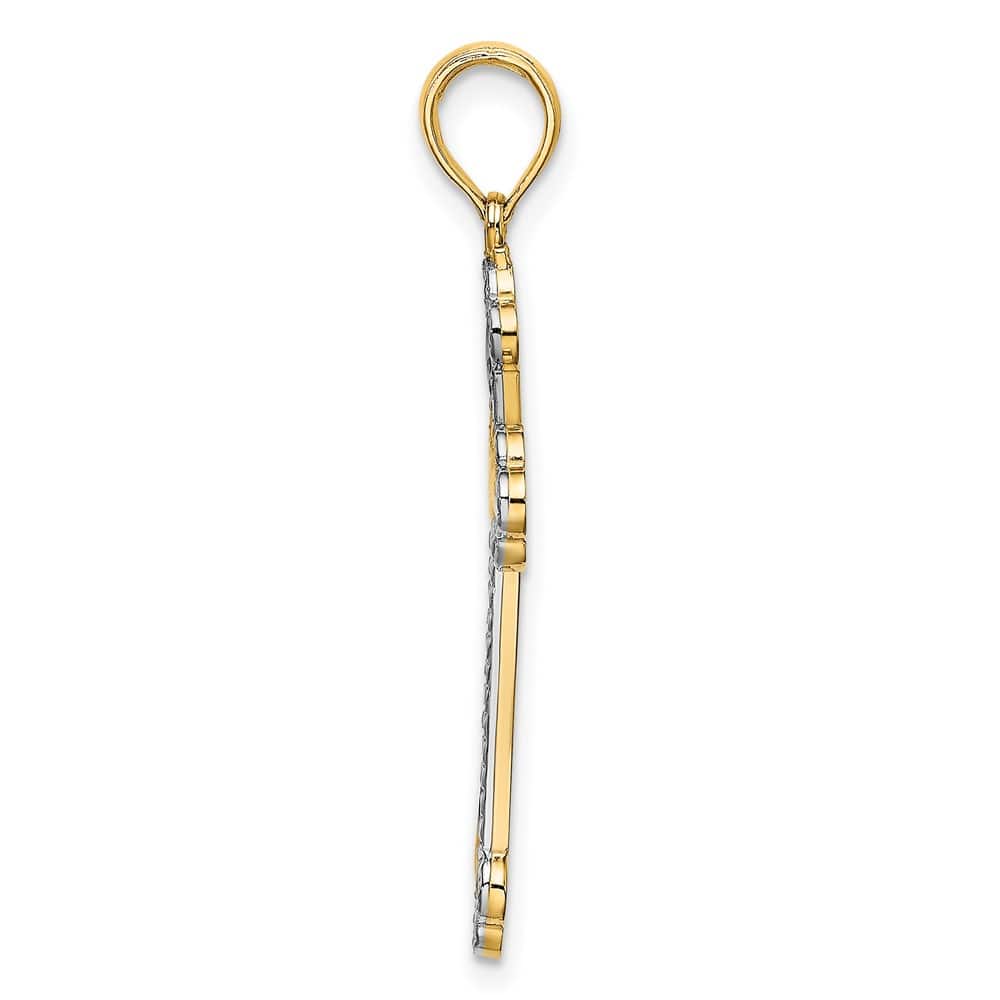 10K Yellow Gold Polished D.C. Large Reversible Budded Cross Charm