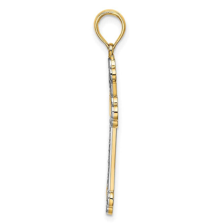10K Yellow Gold Polished D.C. Large Reversible Budded Cross Charm