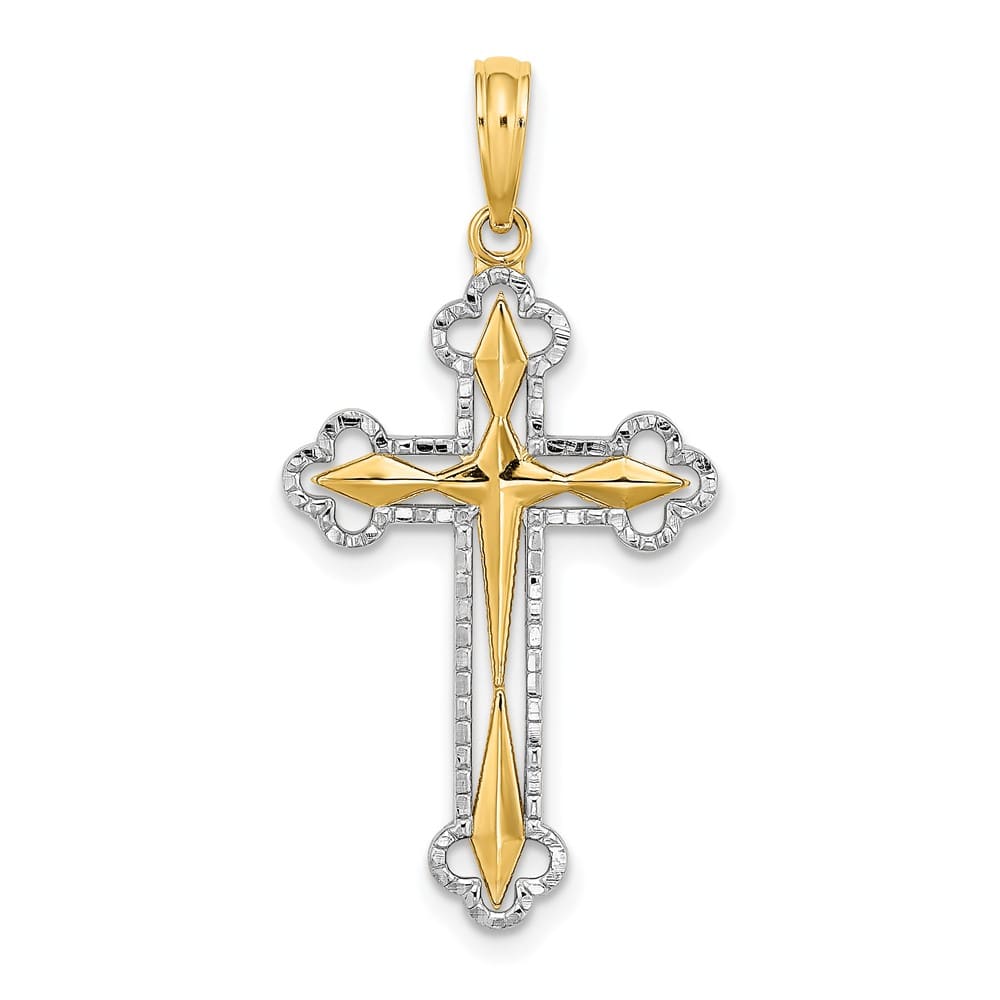 10K Yellow Gold Polished D.C. Large Reversible Budded Cross Charm