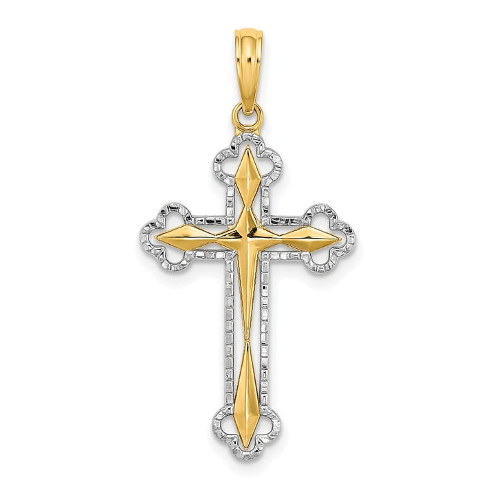 10K Yellow Gold Polished D.C. Large Reversible Budded Cross Charm