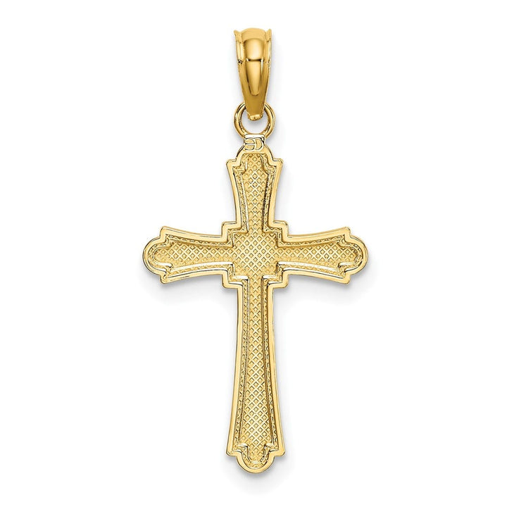 10K Yellow Gold Polished D.C. Large Striped Fleur de Lis Cross Charm