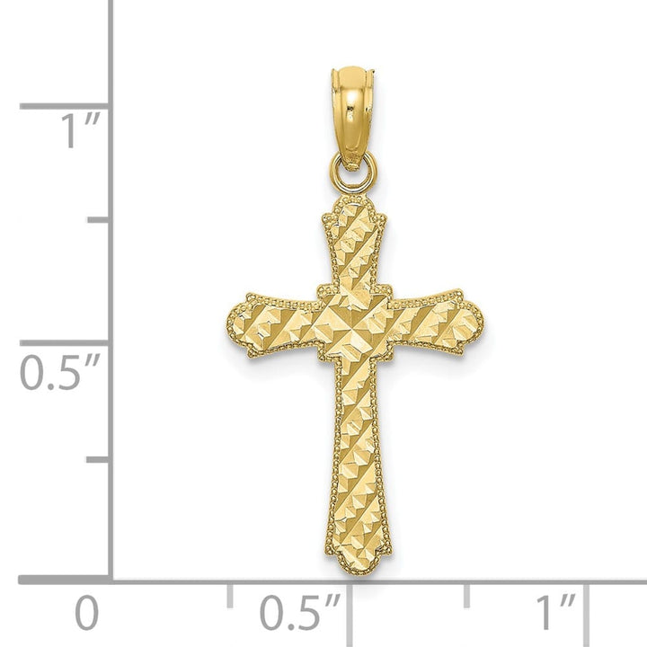 10K Yellow Gold Polished D.C. Large Striped Fleur de Lis Cross Charm