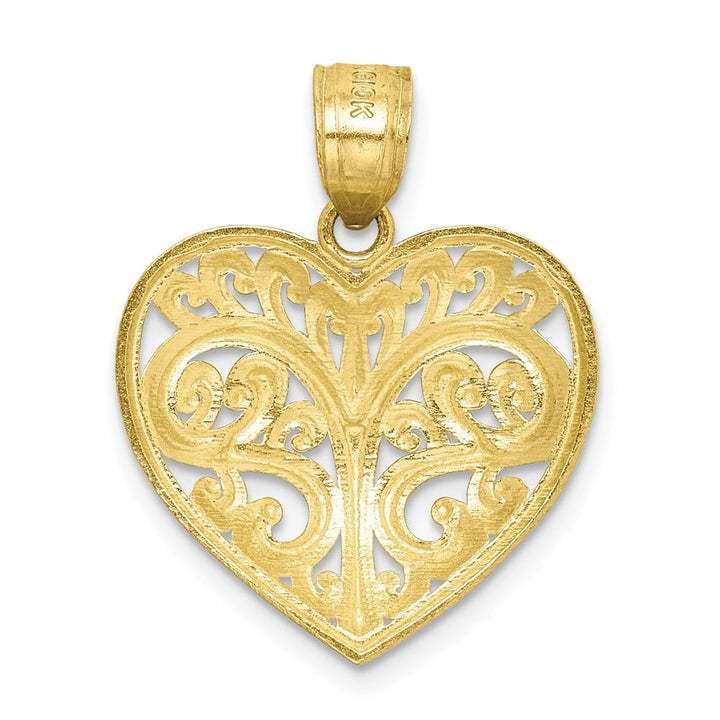 10K Yellow Gold Polished D.C. Medium Filigree Heart Charm