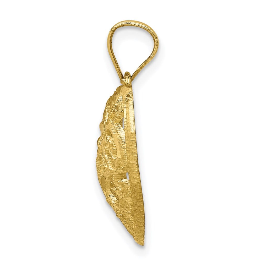 10K Yellow Gold Polished D.C. Medium Filigree Heart Charm
