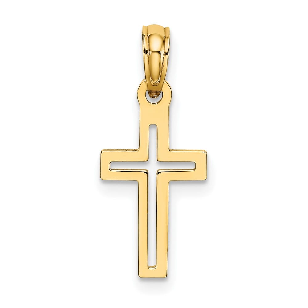10K Yellow Gold Polished D.C. Medium Latin Cross Charm