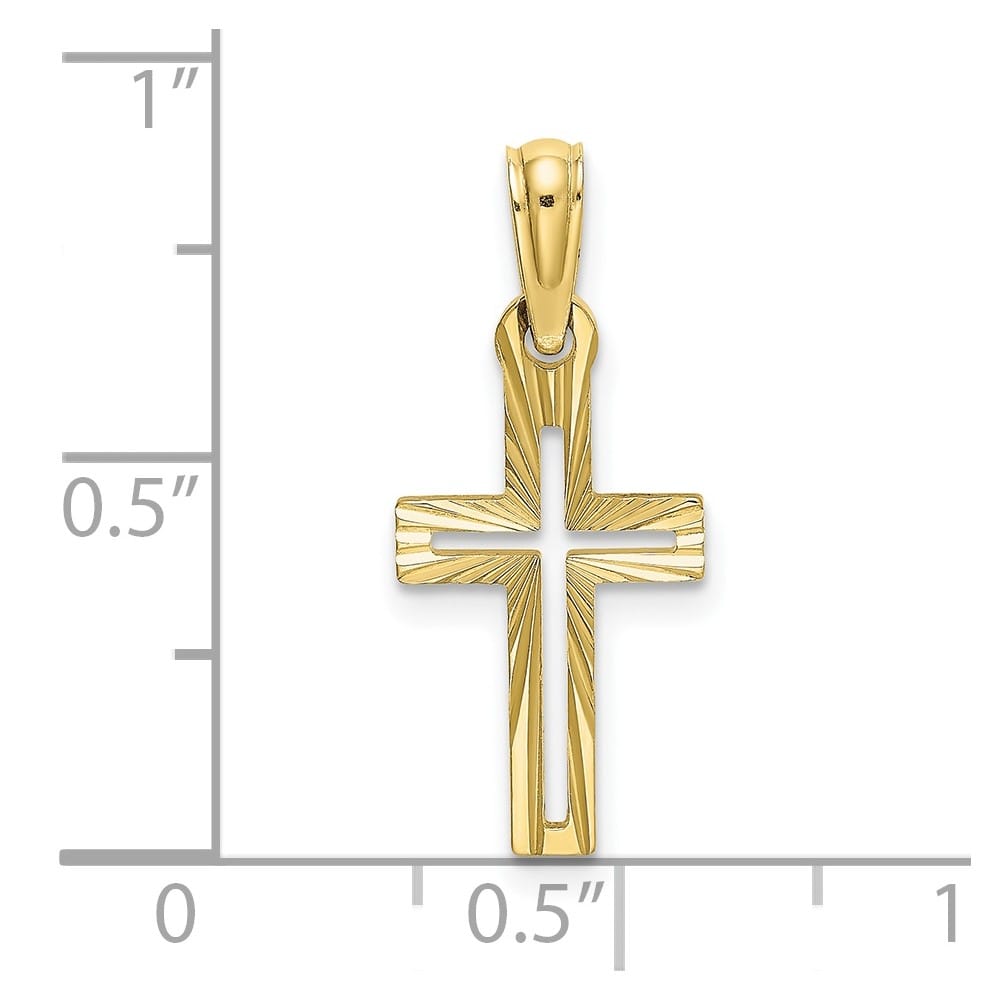 10K Yellow Gold Polished D.C. Medium Latin Cross Charm