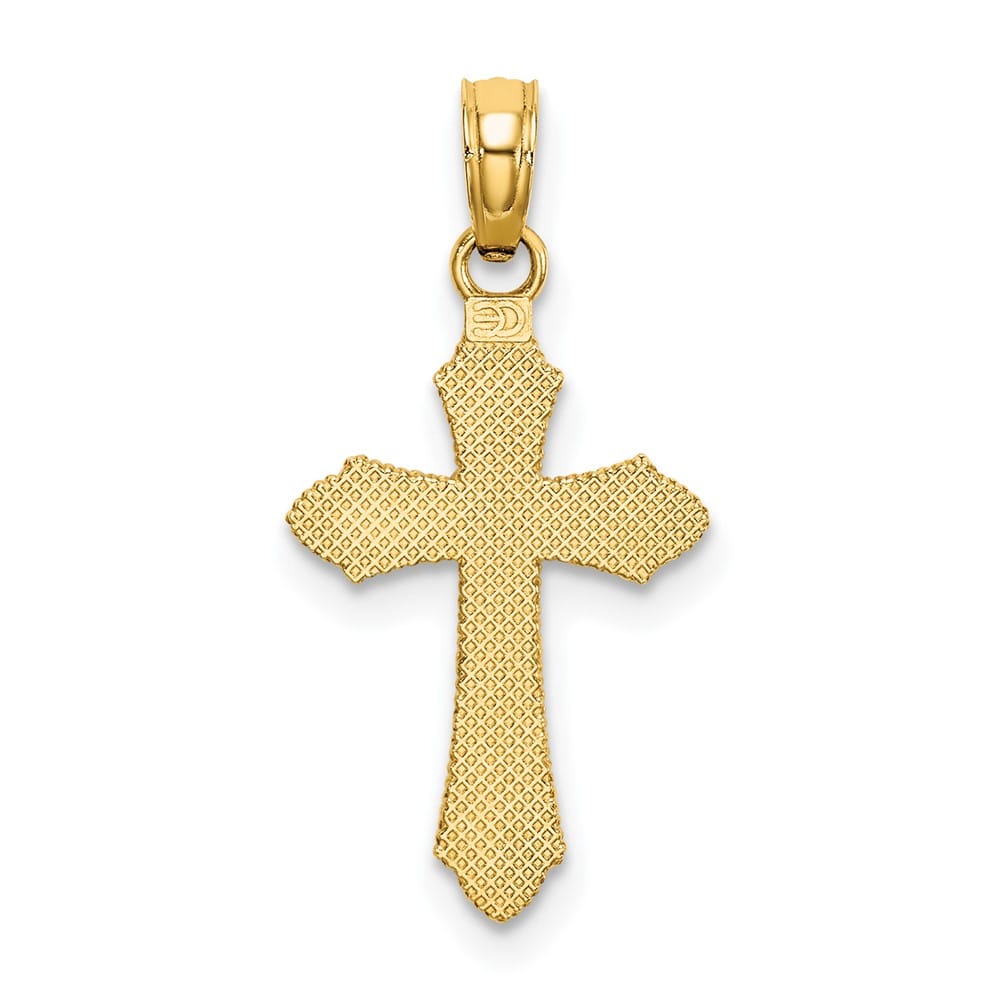 10K Yellow Gold Polished D.C. Medium with Beaded Edge Cross Charm
