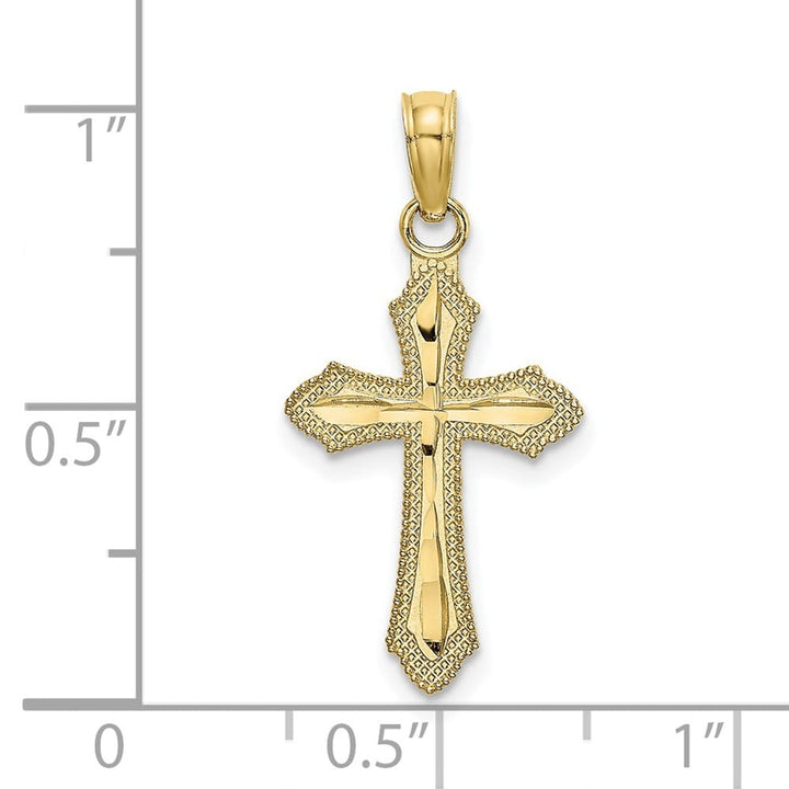 10K Yellow Gold Polished D.C. Medium with Beaded Edge Cross Charm