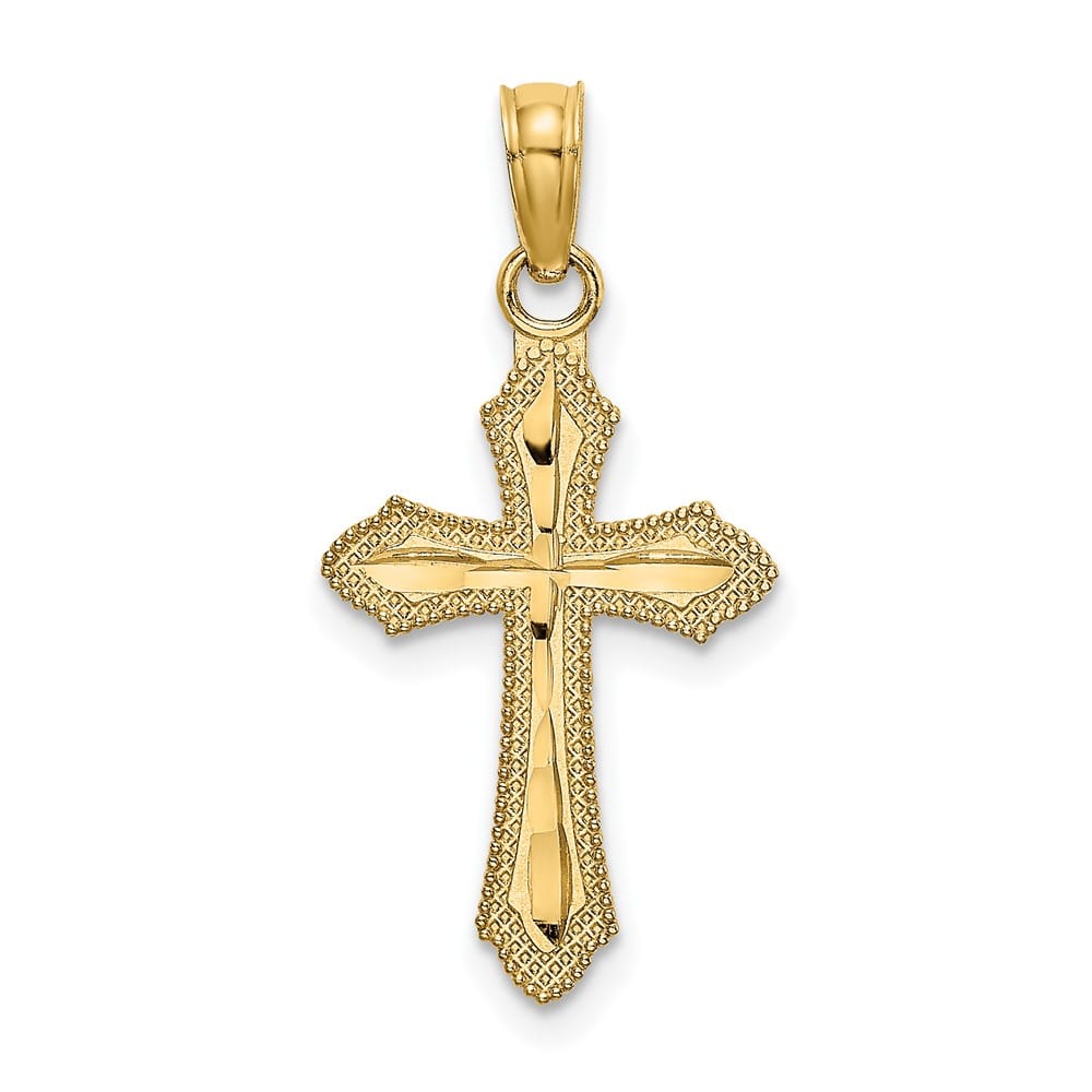 10K Yellow Gold Polished D.C. Medium with Beaded Edge Cross Charm