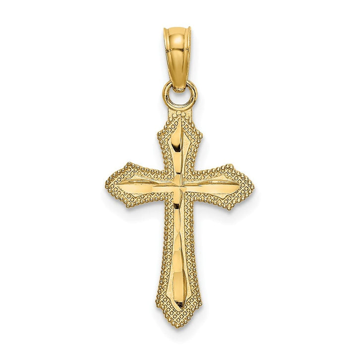 10K Yellow Gold Polished D.C. Medium with Beaded Edge Cross Charm
