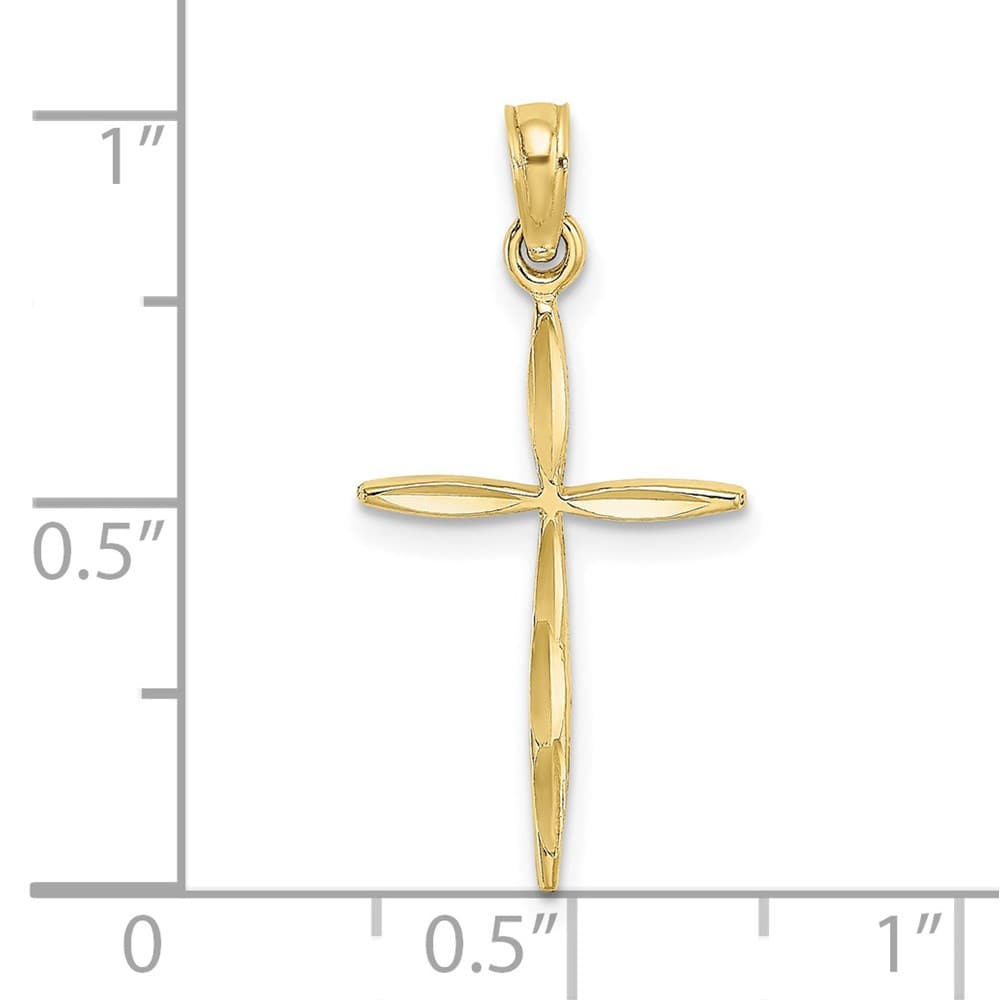 10K Yellow Gold Polished D.C. Medium with Tapered Ends Cross Charm