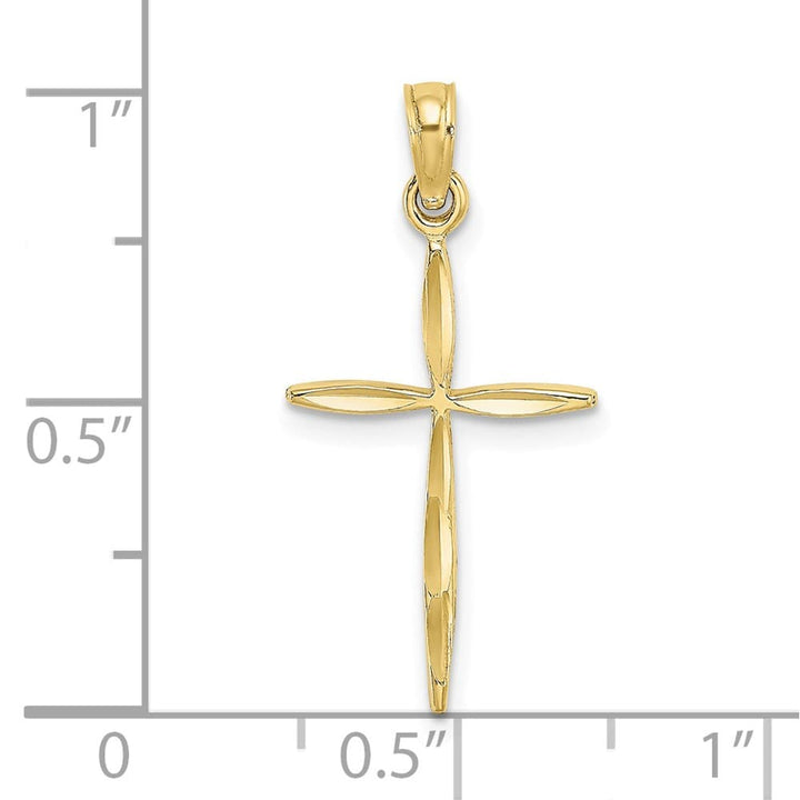 10K Yellow Gold Polished D.C. Medium with Tapered Ends Cross Charm